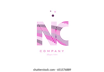 nc n c alphabet letter logo pink purple line font creative text dots company vector icon design template