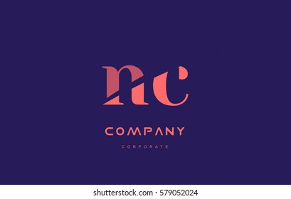 nc n c alphabet small letter blue pink creative design vector company logo icon template 
