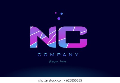 nc n c  creative color blue background pink purple magenta alphabet letter company logo vector icon