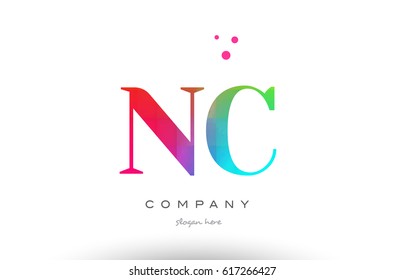 NC N C creative rainbow colors colored artistic alphabet company letter logo design vector icon template