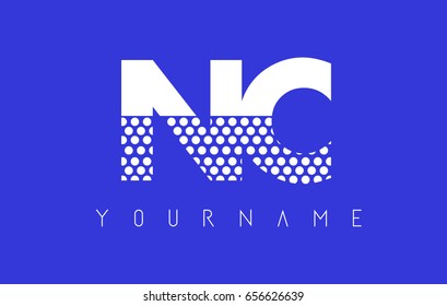 NC N C Dotted Pattern Letter Logo Design Vector with Blue Background.