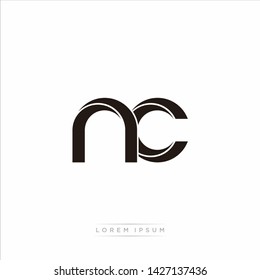 nc n c Initial Letter Split Lowercase Modern Monogram linked outline rounded logo
