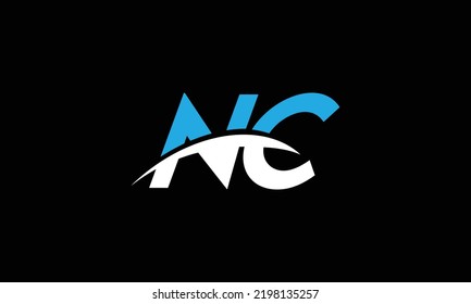  NC n c letter design logo logotype concept with serif font and elegant style vector illustration. 