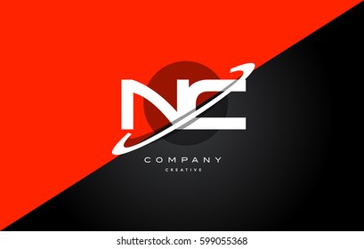 nc n c  red black white technology swoosh alphabet company letter logo design vector icon template 