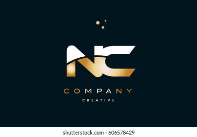 nc n c  white yellow gold golden metal metallic luxury alphabet company letter logo design vector icon template