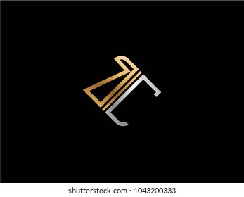 nc square shape Letter logo Design in silver gold color
