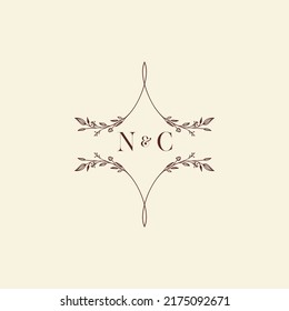 NC wedding initial logo letters in high quality professional design that will print well across any print media