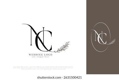 NC Hochzeitslogo mit floralem Monogramm