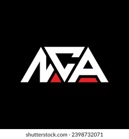 NCA triangle letter logo design with triangle shape. NCA triangle logo design monogram. NCA triangle vector logo template with red color. NCA triangular logo Simple, Elegant, and Luxurious design.
