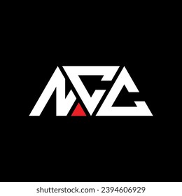 NCC triangle letter logo design with triangle shape. NCC triangle logo design monogram. NCC triangle vector logo template with red color. NCC triangular logo Simple, Elegant, and Luxurious design.