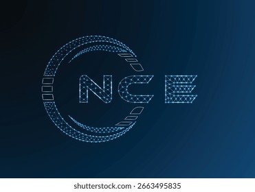 Diseño de Vector de logotipo de letra poli baja NCE. Diseño de logotipo de poliéster inferior NCE. Logotipo de poliéster bajo.