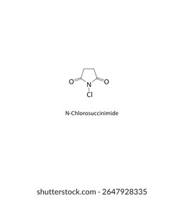 Estrutura esquelética de N-clorossuccinimida. Ilustração esquemática do composto de N-haloimida (agente clorante). Diagrama simples, fórmula química.