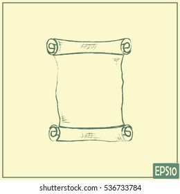 ncient parchment sheet of paper  Line icon