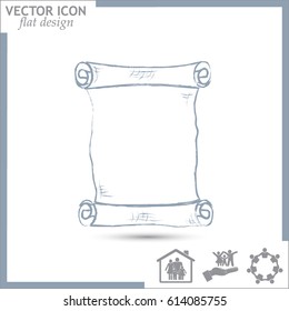 ncient parchment sheet of paper  Line icon