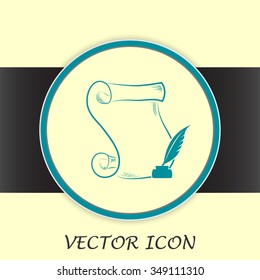 ncient parchment sheet of paper and a quill to write icon