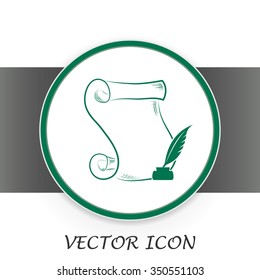ncient parchment sheet of paper and a quill to write icon