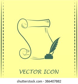ncient parchment sheet of paper and a quill to write icon
