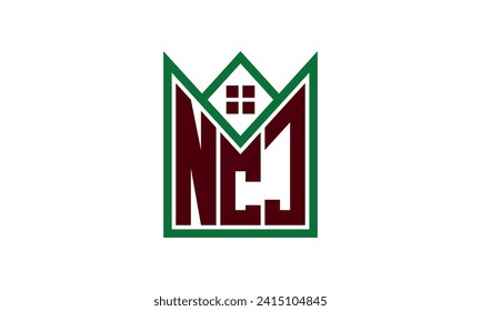 Letra inicial de NCJ constructores inmobiliarios logo vector de diseño. construcción, vivienda, marca de vivienda, inmueble, inmueble, apartamento, apartamento, compartimento, negocios, empresa, alquiler de casa, alquiler, comercial 