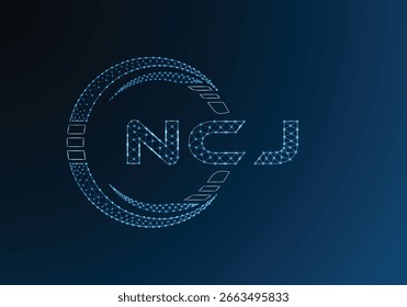 Diseño de Vector de logotipo de letra poli baja NCJ. Diseño de logotipo de poliéster inferior de NCJ. Logotipo de poliéster bajo.