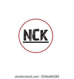 Logotipo de NCK. Elemento de letra de marca gráfica de Vector.