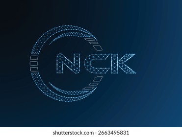 Diseño de Vector de logotipo de letra poli baja NCK. Diseño de logotipo de poliéster inferior NCK. Logotipo de poliéster bajo.