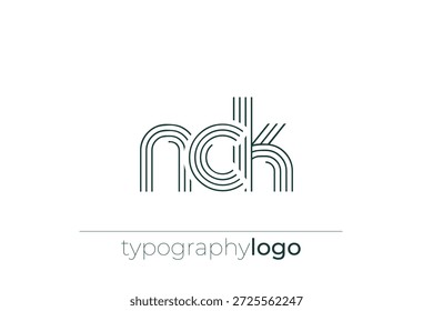 NCK modern geometric typography logo. Modern and stylish composition featuring a monochromatic typography logo illustration designed with intricate lines.