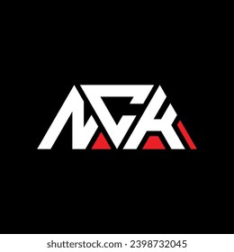 Diseño del logotipo de la letra del triángulo NCK con forma de triángulo. Monograma de diseño del logotipo del triángulo NCK. Plantilla de logotipo vectorial de triángulo NCK con color rojo. Logo triangular NCK Diseño sencillo, elegante y lujoso.