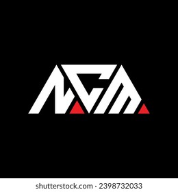 NCM triangle letter logo design with triangle shape. NCM triangle logo design monogram. NCM triangle vector logo template with red color. NCM triangular logo Simple, Elegant, and Luxurious design.