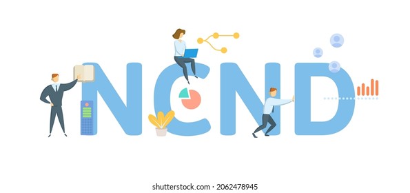 NCND, Non-Circumvent and Non-Disclosure. Concept with keyword, people and icons. Flat vector illustration. Isolated on white.