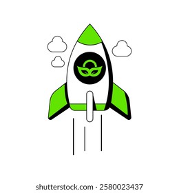 NCOG crypto rocket flying vector