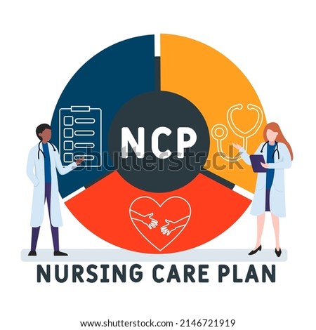 NCP Nursing Care Plan acronym. medical concept background.  vector illustration concept with keywords and icons. lettering illustration with icons for web banner, flyer, landing 