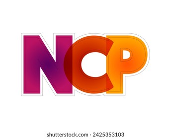 NCP Pflegeplan - gibt Orientierung über die Art der Pflege, die der Einzelne, die Familie, die Gemeinschaft benötigen kann, bunte Akronym Text Konzept Hintergrund