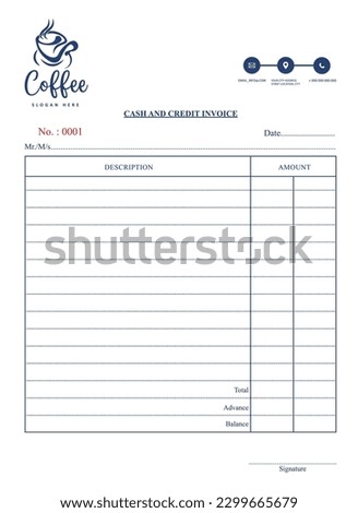 NCR Book Royalty free Vector design template, Business Bill Book page template, print ready file format