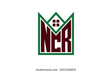 NCR initial letter real estate builders logo design vector. construction ,housing, home marker, property, building, apartment, flat, compartment, business, corporate, house rent, rental, commercial 