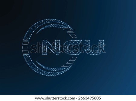 NCU low poly letter logo vector design. NCU lower poly logo design. Low poly logo.