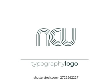 NCU modern geometric typography logo. Modern and stylish composition featuring a monochromatic typography logo illustration designed with intricate lines.
