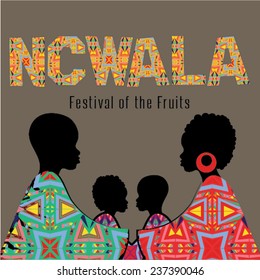 Ncwala. Fruits Festival. Happy Ncwala decorative greeting card.