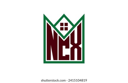 NCX initial letter real estate builders logo design vector. construction ,housing, home marker, property, building, apartment, flat, compartment, business, corporate, house rent, rental, commercial 