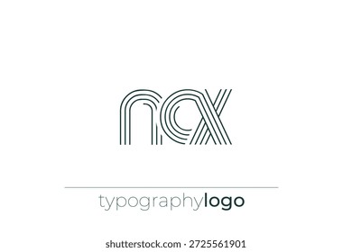 Logotipo da tipografia geométrica moderna NCX. Composição moderna e elegante com uma ilustração de logotipo de tipografia monocromática projetada com linhas intrincadas.