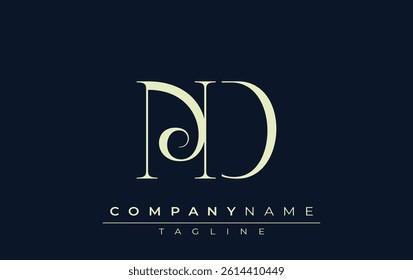 ND abstract Logo. Elegantly Designed Minimalist Monogram Logo with Stylish Lettering. Sophisticated and sleek minimalist monogram showcasing unique lettering design.