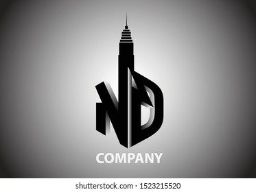 ND abstract monogram lettermark logo vector template for your brand