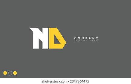 Letras alfabetas ND iniciales logotipo de monograma DN, N y D