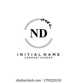 ND Beauty vector initial logo, handwriting logo of initial signature, wedding, fashion, jewerly, boutique, floral and botanical with creative template for any company or business.