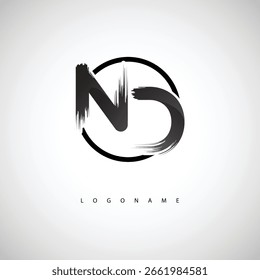 ND Brush Stroke Logo – Modern Artistic Symbol with Ink Texture for Creative Branding and Visual Identity Design