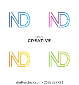 ND Creative Latter Logo Design. Monogram Design. By Custom Branding Logo. Creative Logo Design. Vector illustration. Modern Design. Logo Template.