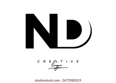 ND Creative Minimalist Negative Space Latter Logo with Modern Monogram for Branding and Business Lettermark Logo with Initial Letters Logo Design for Branding.