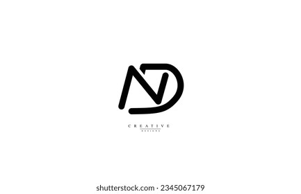  Plantilla de monograma del logotipo del vector abstracto ND N D