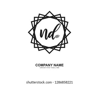 ND Initial Handwriting Logo Template Vector