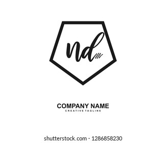 ND Initial Handwriting Logo Template Vector