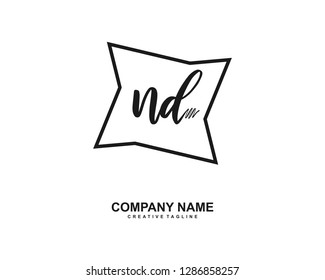 ND Initial Handwriting Logo Template Vector